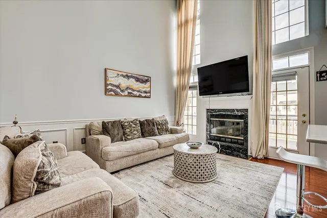 a view of a garden with a bench in a garden