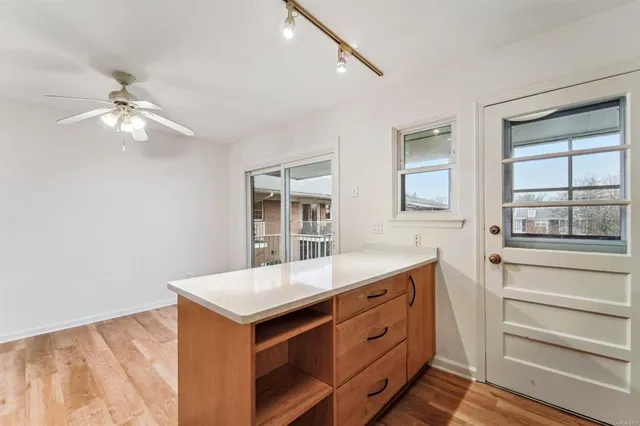a view of a hallway with staircase