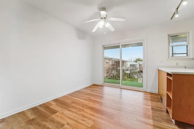 a view of a building from a balcony