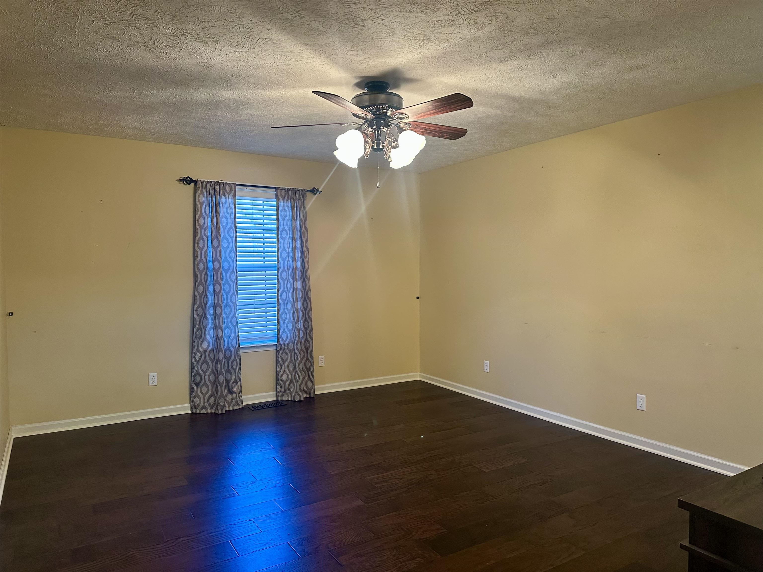 3566 Highway 142 Selmer, TN 38375 - Photo 5 of 20 Spare room with a ceiling fan, dark wood-type flooring, and a textured ceiling