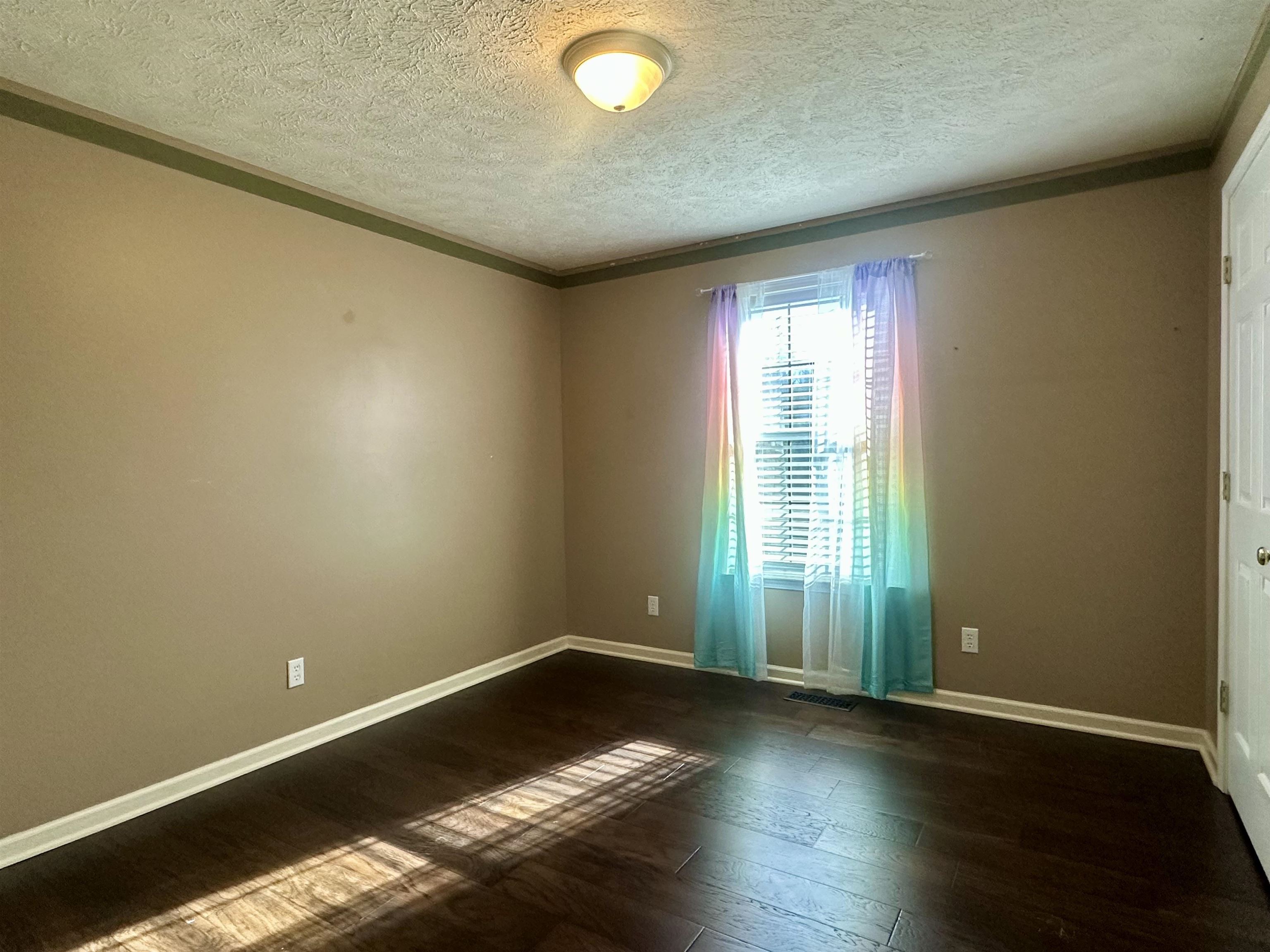 3566 Highway 142 Selmer, TN 38375 - Photo 10 of 20 Empty room with a textured ceiling, dark wood-type flooring, and crown molding