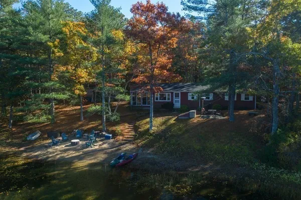 a view of a lake from a yard