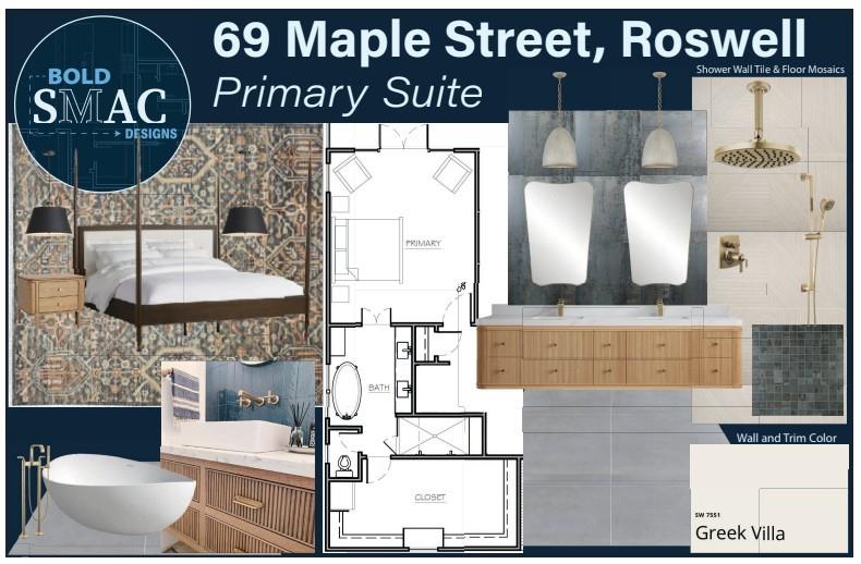 69 Maple Street Roswell, GA 30075 - Photo 6 of 22 a front view of a bathroom with a sink and a mirror