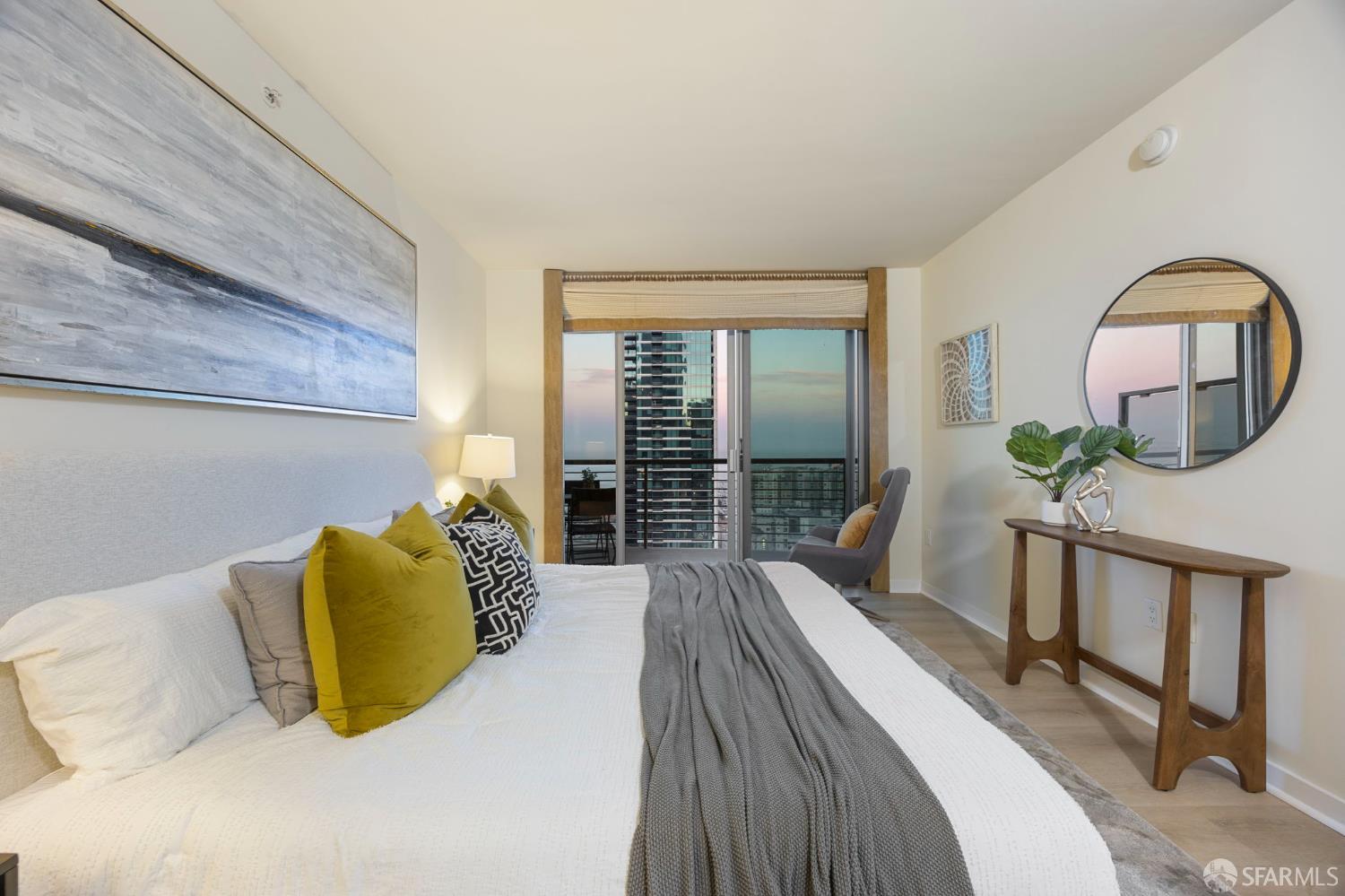 355 1st Street, Unit S2503 San Francisco, CA 94105 - Photo 36 of 67 a bedroom with bed and a large window