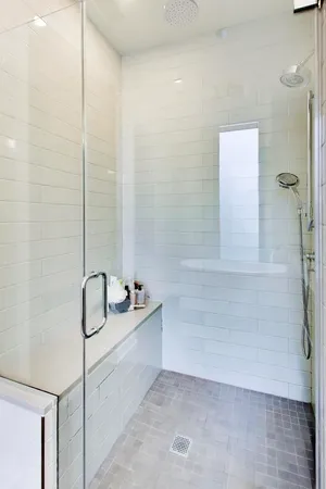 a bathroom with a sink and a shower