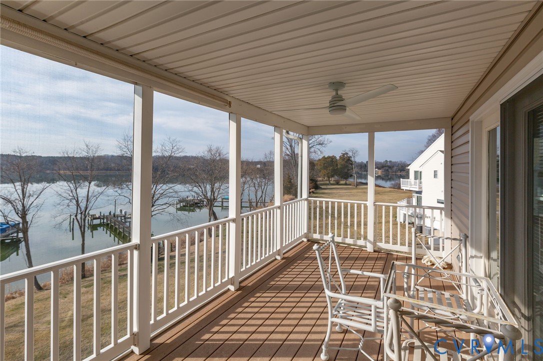 175 Shellfield Lane Colonial Beach, VA 22443 - Photo 61 of 100 Wooden terrace featuring ceiling fan and a water v