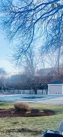 a view of yard with lake and trees