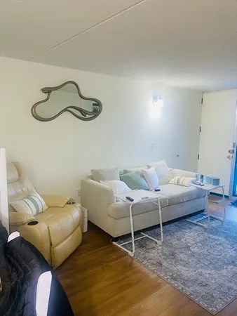 a living room with furniture a rug and a couch