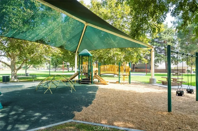 a view of a park with slide