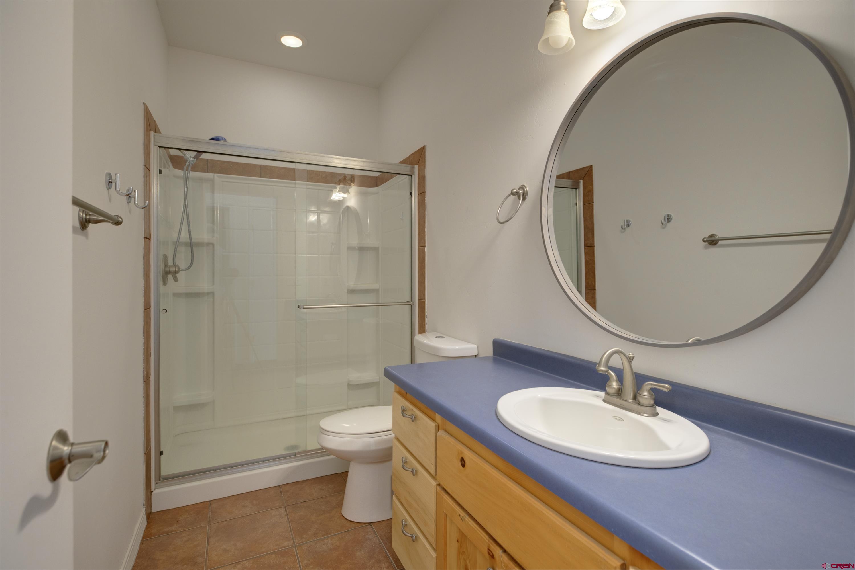 777 County Road 977 Ignacio, CO 81137 - Photo 16 of 45 a bathroom with a sink toilet a mirror and shower