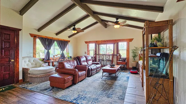 a living room with furniture or couch and a table