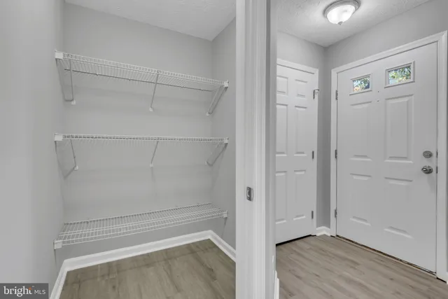 a view of an empty walk in closet