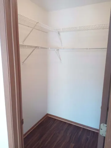a view of an empty walk in closet