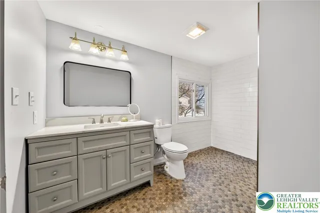 a bathroom with a window