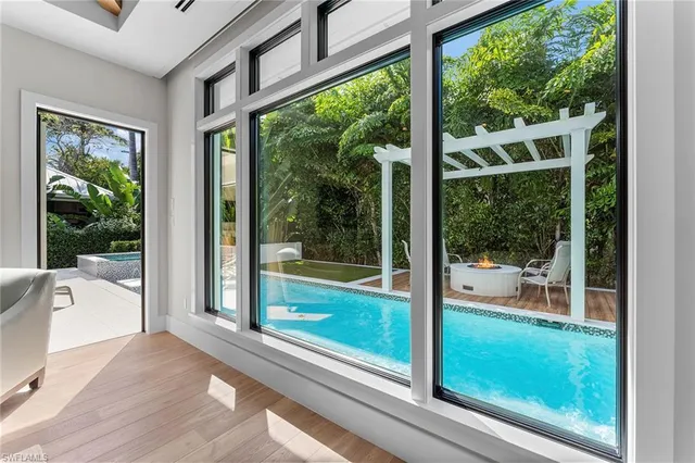 a view of a room and window