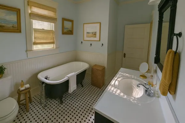 a bathroom with a sink a toilet and a window