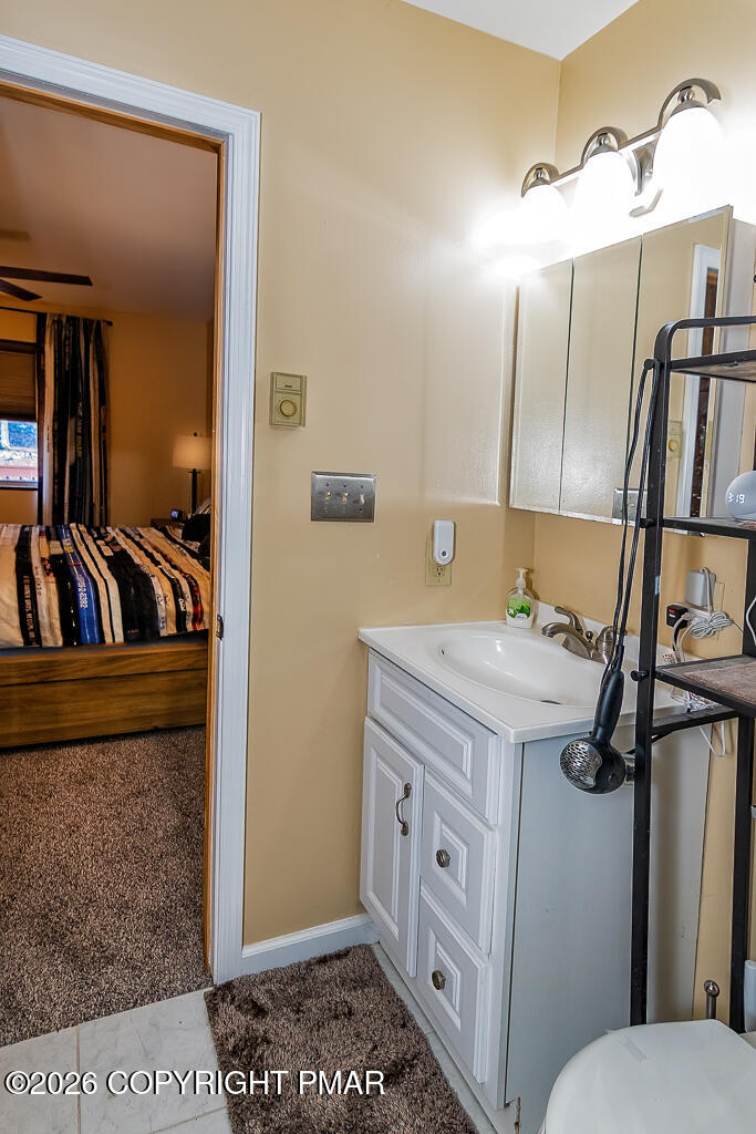 122 Dover Drive Bushkill, PA 18324 - Photo 25 of 45 a bathroom with a sink and a mirror