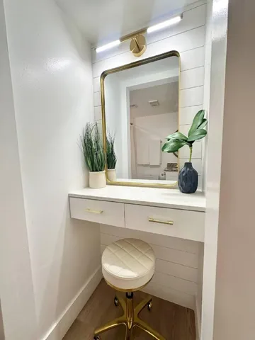 a view of an empty walk in closet