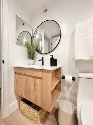 a view of a hallway with workspace