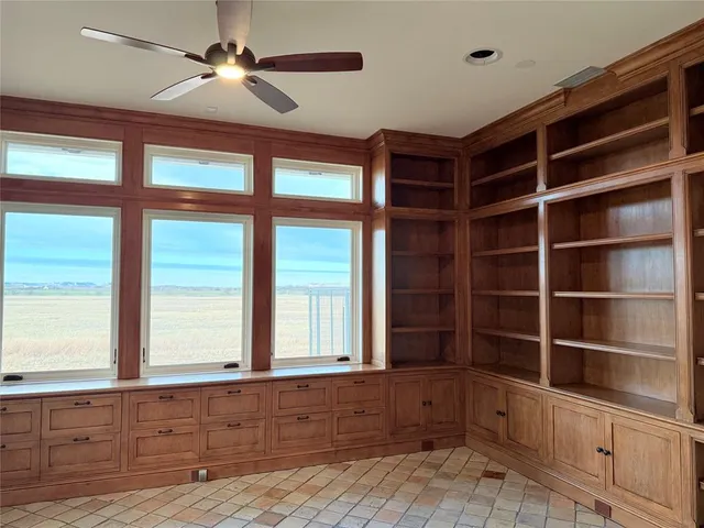 a view of windows and chandelier