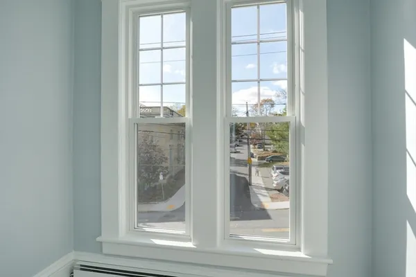 a view of a glass door with a window