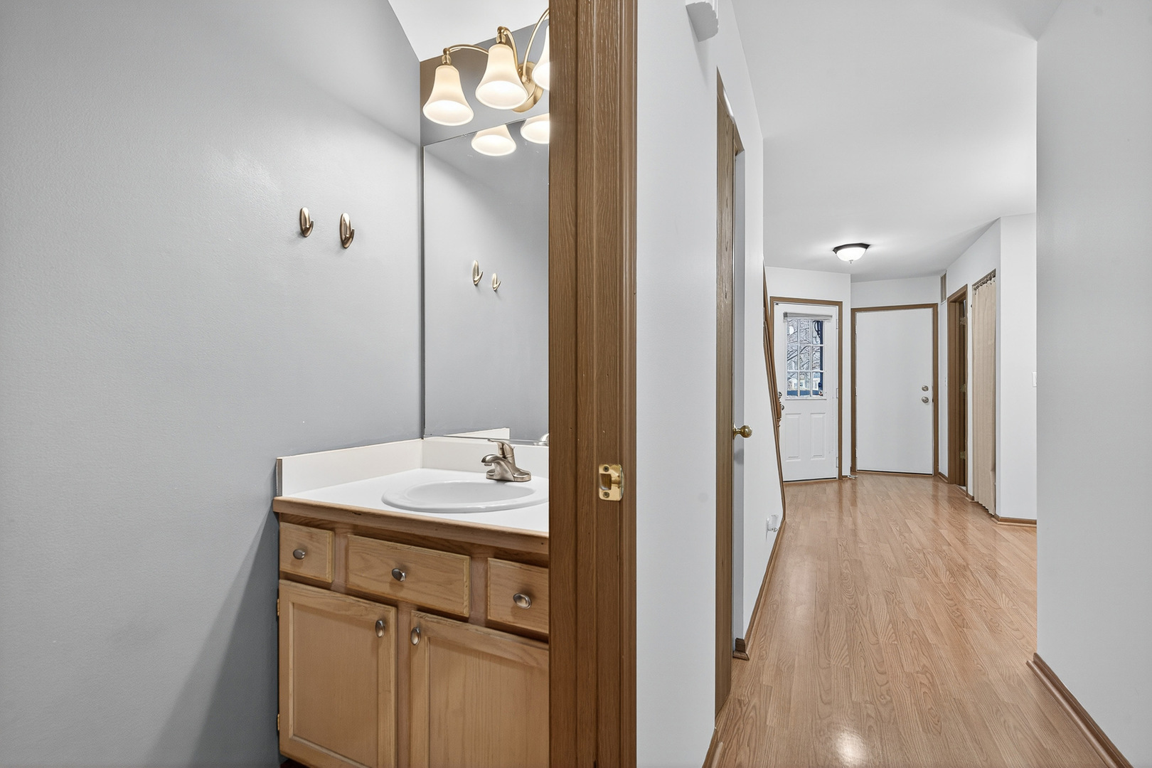 1176 Talbots Lane Elk Grove Village, IL 60007 - Photo 11 of 21 a bathroom with a sink a mirror and a shower
