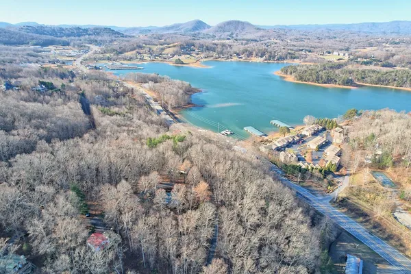 a view of lake with mountain