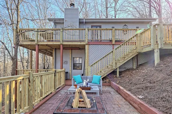 a view of lake with mountain