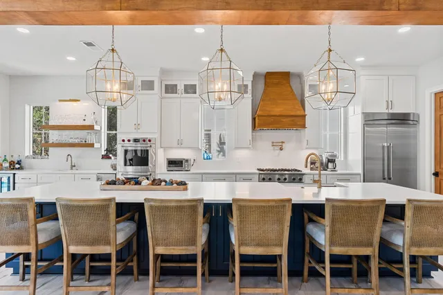a spacious bathroom with a double vanity sink and a mirror