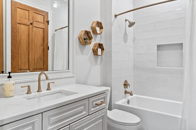 a building outdoor space with patio furniture