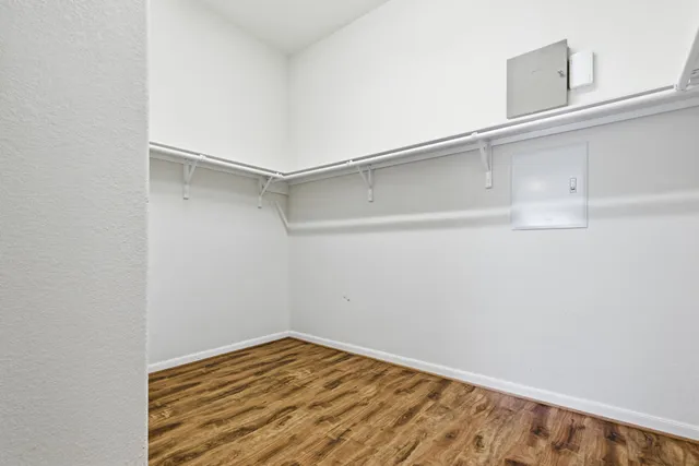 a view of small space with racks on the wall