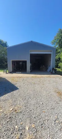 a view of a park with large trees