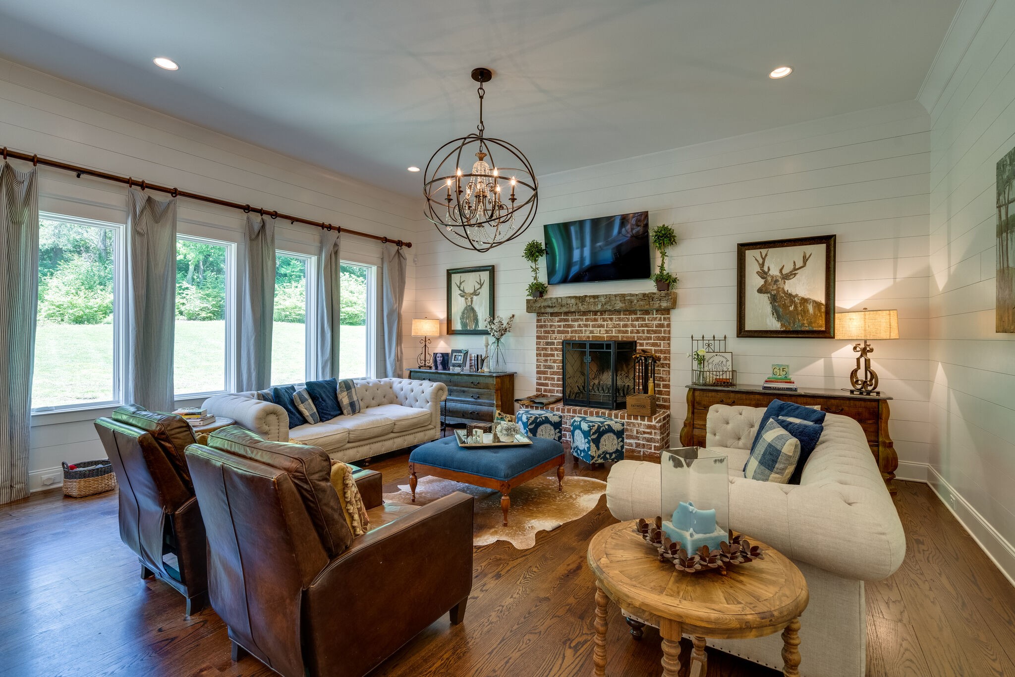 1453 Sneed Road West Franklin, TN 37069 - Photo 18 of 50 a living room with fireplace furniture and a large window