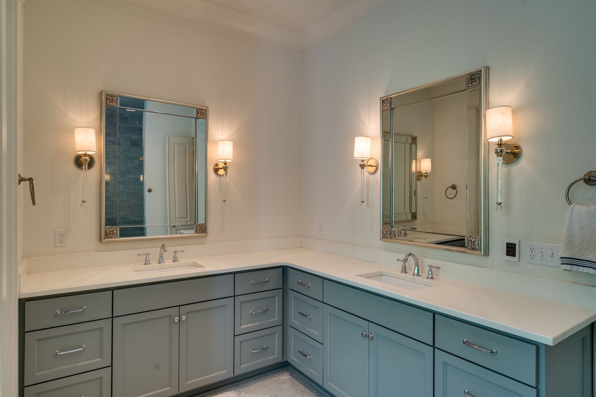 1453 Sneed Road West Franklin, TN 37069 - Photo 30 of 50 a bathroom with double sink and a mirror