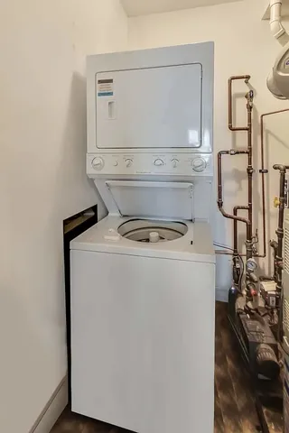 a utility room with dryer and washer