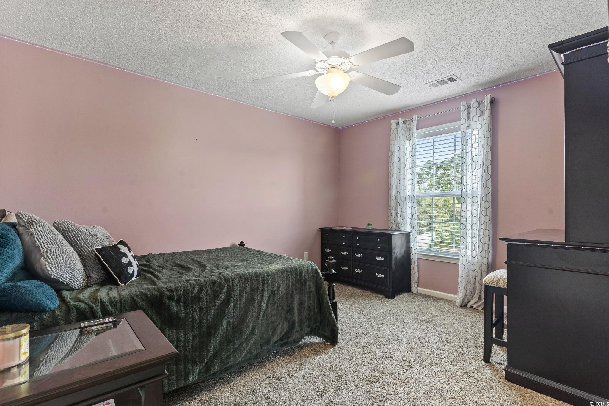 212 Duchess Court Myrtle Beach, SC 29588 - Photo 24 of 40 Bedroom featuring a Walk in Closet light carpet, and a ceiling fan