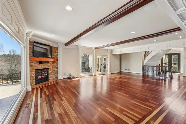 a bathroom with a granite countertop sink mirror and double