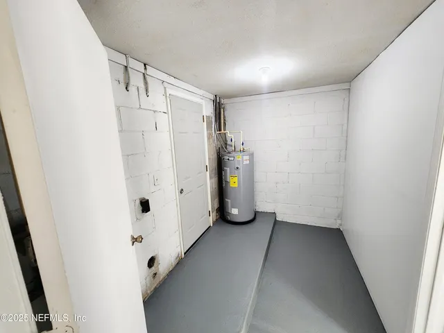 a view of a bathroom with a tub