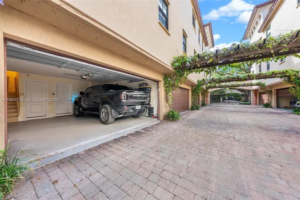 a view of a car parked in garage