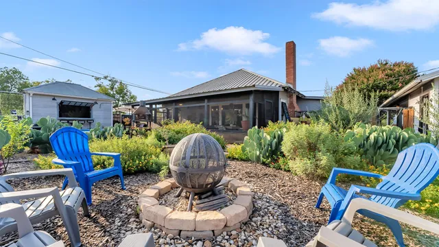 a view of a chairs in patio