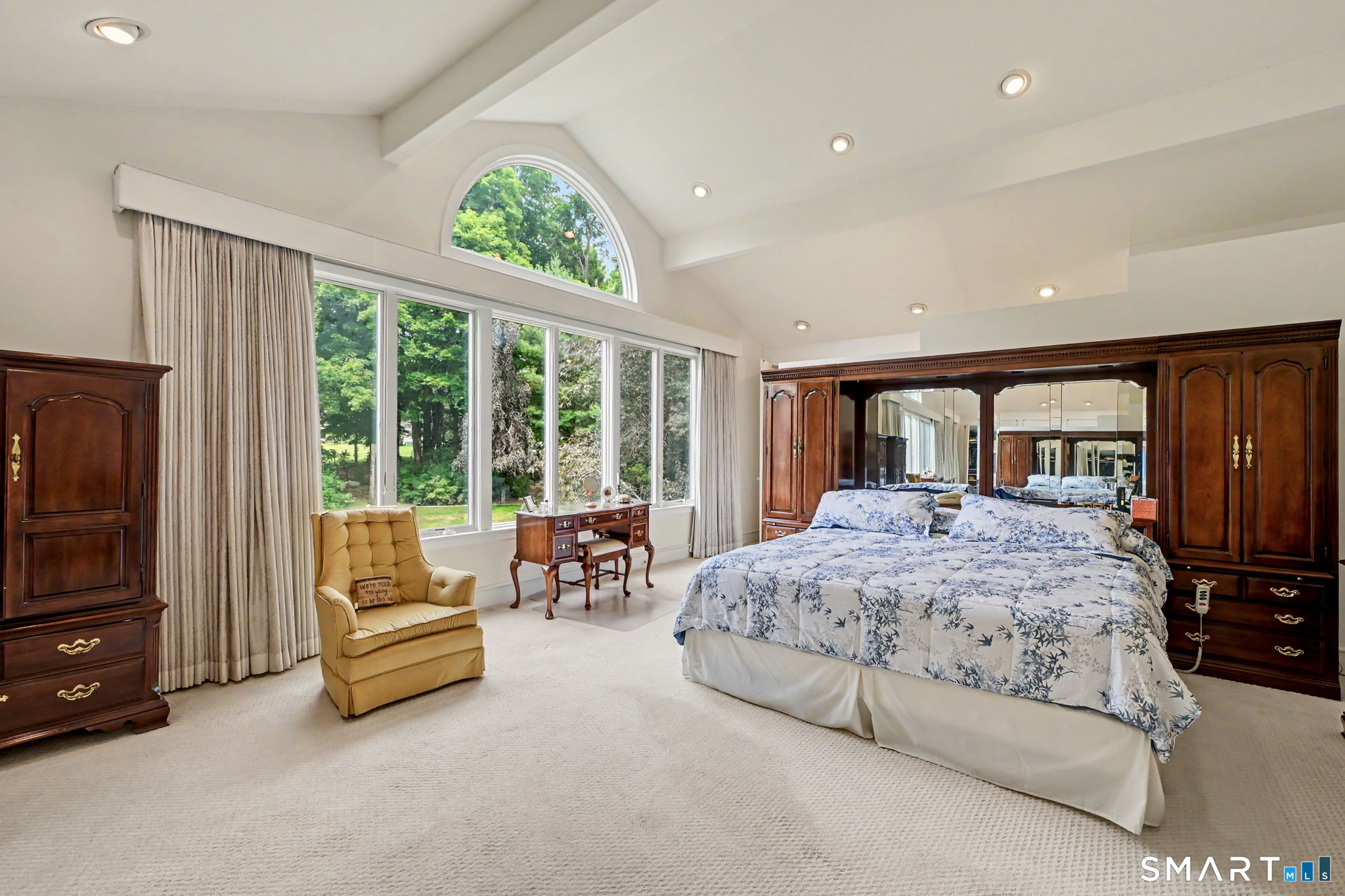 29 Old Logging Road Stamford, CT 06903 - Photo 17 of 38 Primary bedroom with massive ceilings and lots of light!