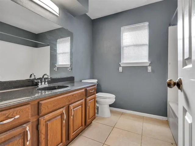 a bathroom with a sink a toilet and mirror