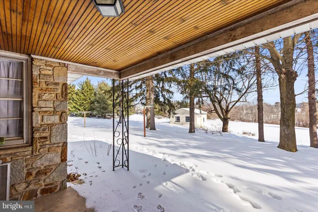 a outdoor space with trees in the background