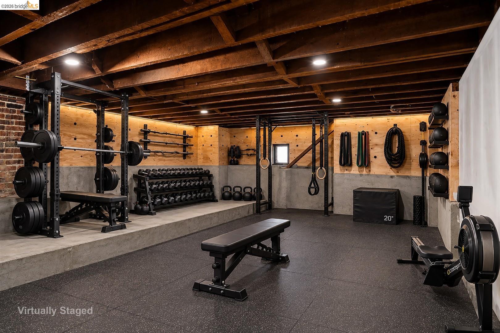 1668 Arch Street Berkeley, CA 94709 - Photo 62 of 78 Exposed wood beam ceiling with recessed lighting