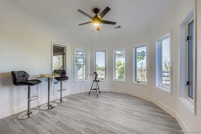 a view of a yard with snow on the road