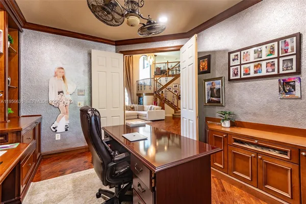 a view of a building with a swimming pool