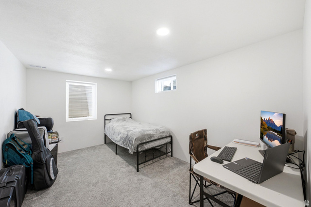 120 North 1230 E Street Springville, UT 84663 - Photo 32 of 60 Carpeted room featuring white walls, recessed lighting, and two windows