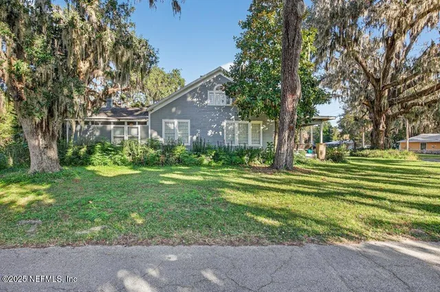 a garden view with a sitting space