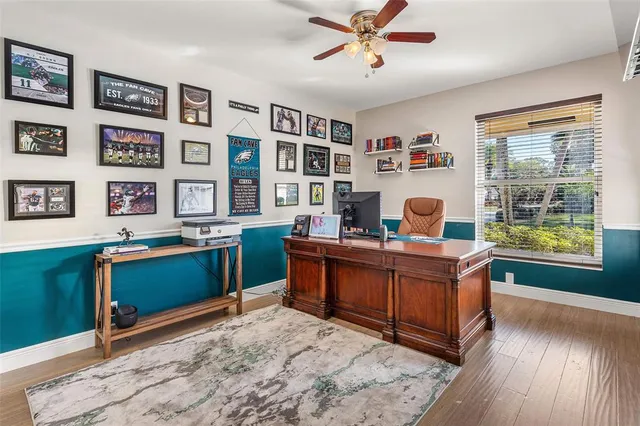 a view of a swimming pool with an outdoor space