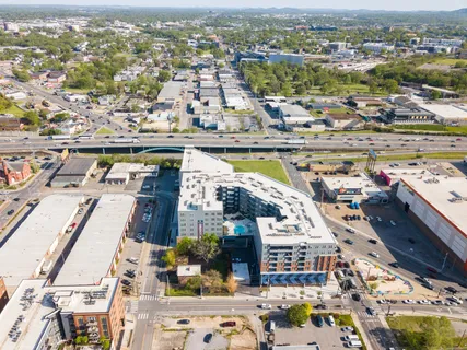 an aerial view of a city